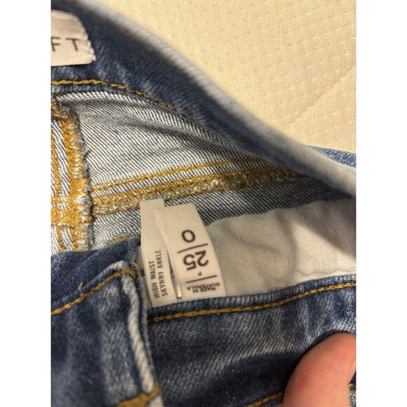 LOFT High Waist Skinny Distressed Blue Denim Jeans Womens Size 25/0 Cotton Jeans - Picture 3 of 6